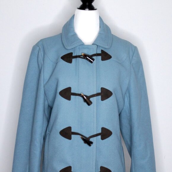 Gap Wool  Blend Toggle Buttons Blue Pea Coat Size M - Picture 4 of 16